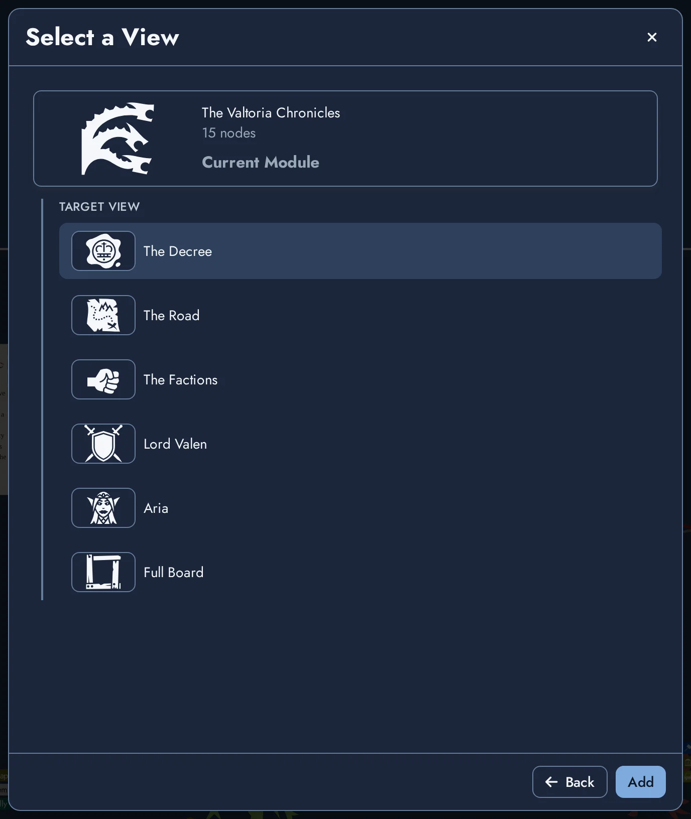 Selecting the target View of the current Module