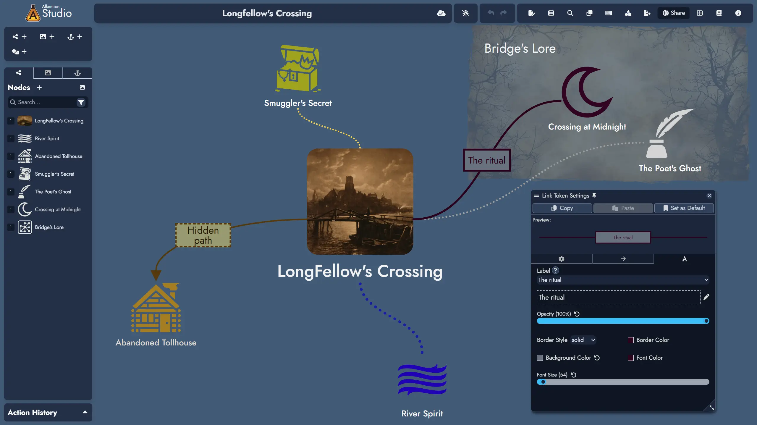 Screenshot of Node Link Token Labels