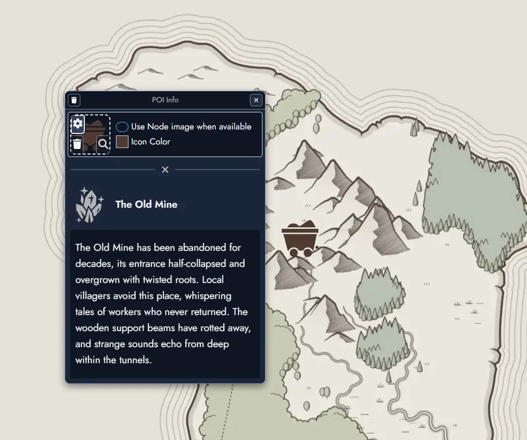 Screenshot of POI configuration panel