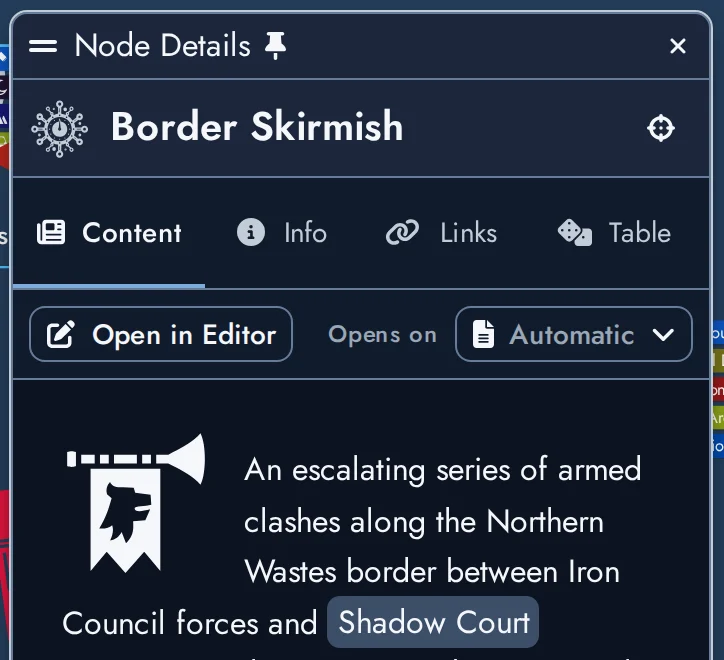 The Opens on picker in the Content tab of the Node Details window