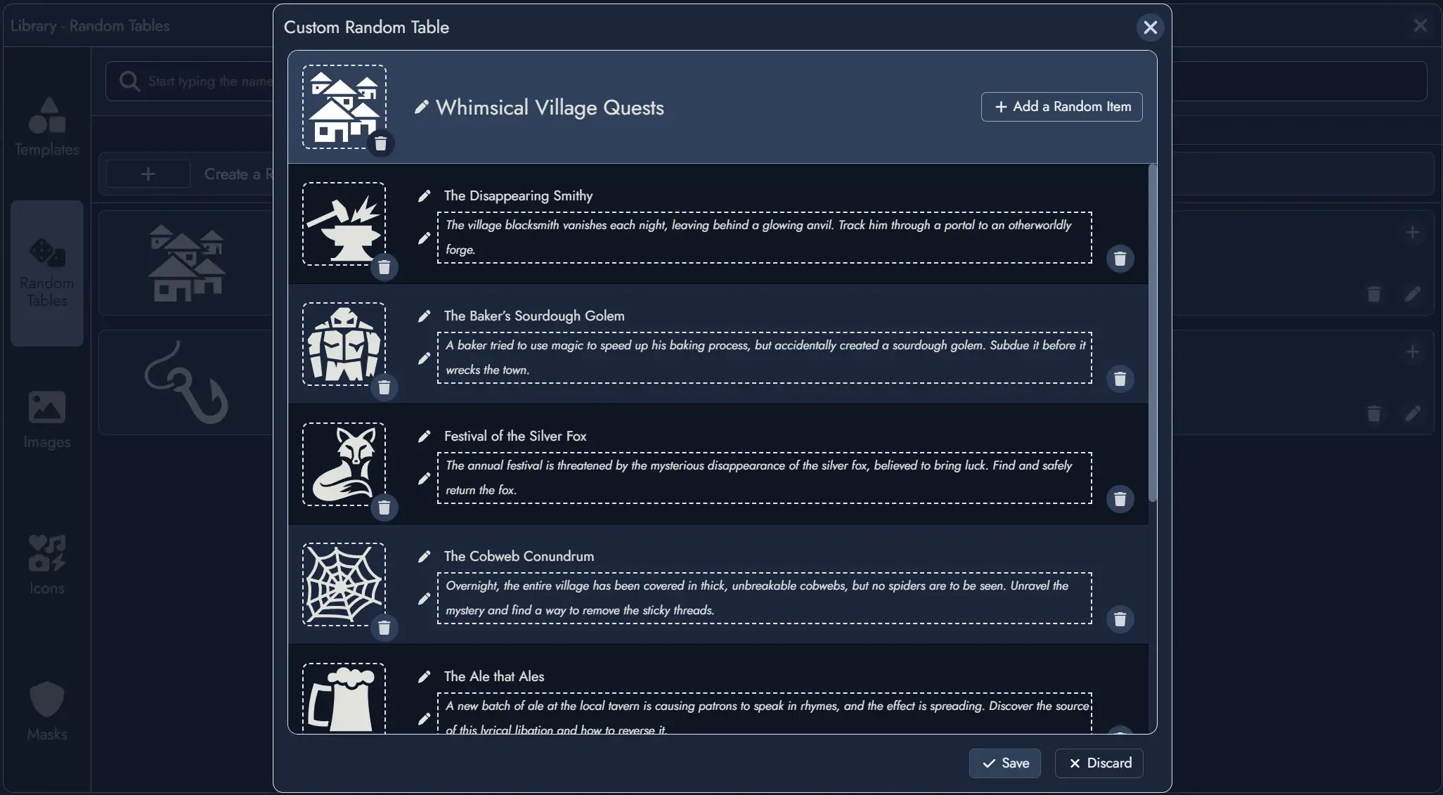 Custom Random Table Editor