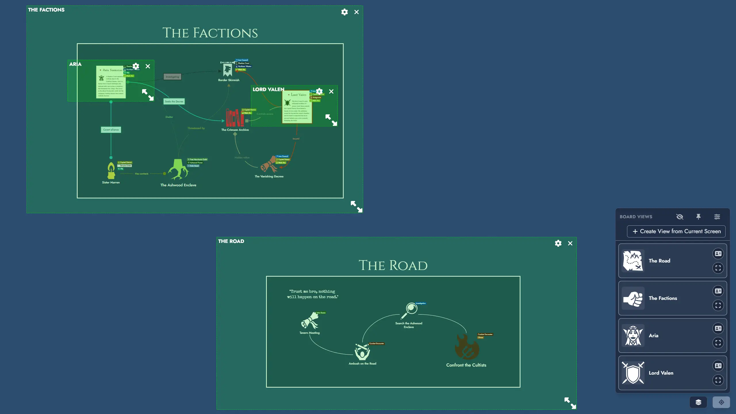 Screenshot of the Board's views