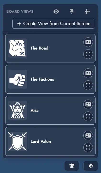 Screenshot of the quick navigation button on the Board